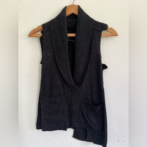 ALLSAINTS Grey Asymmetric Sweater with Shawl Collar Size Medium Wool Cashmere